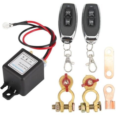 Interrupteur de Déconnexion de Batterie à Distance, Interrupteur D'arrêt pour Voiture avec Télécommande DC12V 120A-200A, Empêche la Décharge de la Batterie, Interrupteur de Coupure de(12V200A) (1/5)
