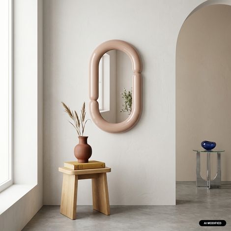 sweeek - Miroir ovale finition glossy 70cm rose - Adia