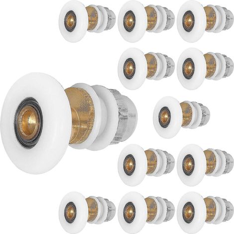 Lot de 12 roulettes de 25 mm pour portes de douche coulissantes, poulies excentriques pour portes de cabine de douche, rails de rechange pour portes en verre (1/5)