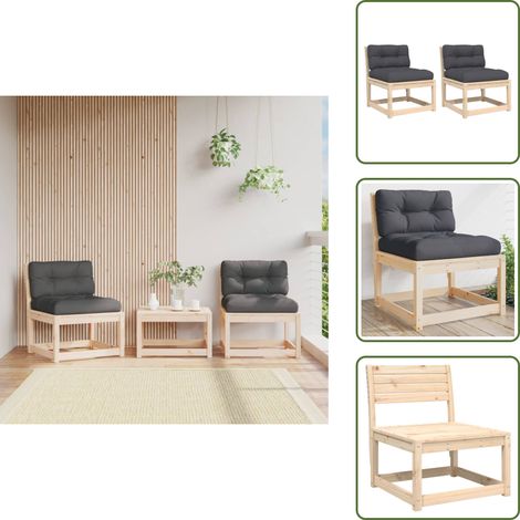 Gartensofas mit Kissen 2 Stk. Massivholz Kiefer - Gartenmöbel - Holzsessel - Gartenlounge - Terrassenmöbeln - Esszimmergarnitur (1/5)