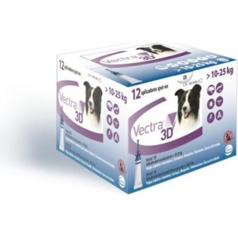 CEVA Pipetas Antiparasitarias VECTRA 3D PERROS MEDIANOS 10-25 kg, 12 pipetas