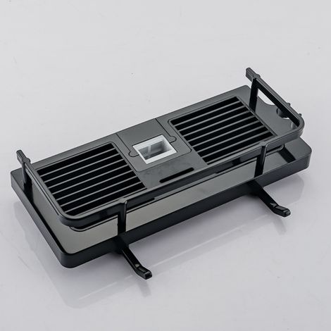 Mensola portasapone per doccia senza foratura per riporre e organizzare il bagno con 4 ganci e 2 supporti per doccia, adatta per aste doccia da 18 mm a 25 mm, grigio