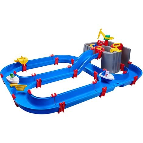 AquaPlay Harbour, gioco d'acqua per attività all'aria aperta, con treno, barche e 2 personaggi da gioco, giocattolo acquatico per bambini dai 3 anni, 128 x 93 x 40 cm (1/5)