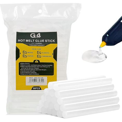 Lot de 50 bâtons de colle thermofusible 11 mm x 100 mm – Adhésif puissant pour pistolets à colle, idéal pour les travaux manuels, les réparations et les projets de bricolage (1/5)