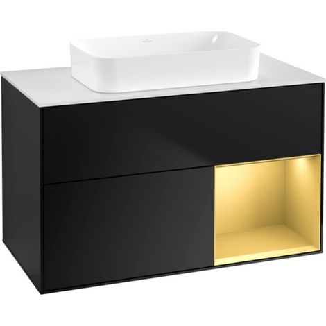 V&B Waschtischunterschrank Wandbeleuchtung Finion 100x60,3 cm, Reg re gol m, bla m lacquer (1/2)