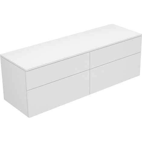 Buffet EDITION 400 4 façades coulissantes 1400 x 472 x 450 mm blanc brillant, verre anthracite clair KEUCO