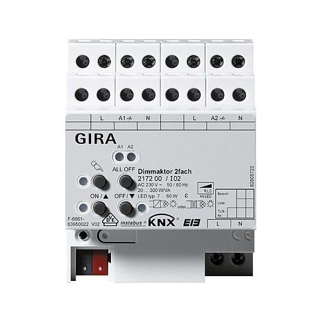 Gira Actuador regulador 2 veces 2 x 300 W/VA KNX REG [217200], 2172 00