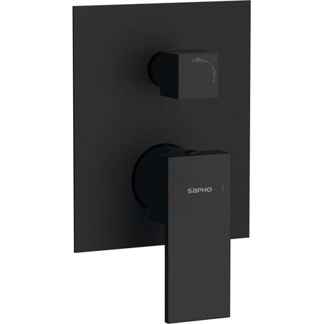 Sapho Cubemix - Unterputzarmatur für 2 Verbraucher, mit Einbaukörper, schwarz matt CM042B (1/2)