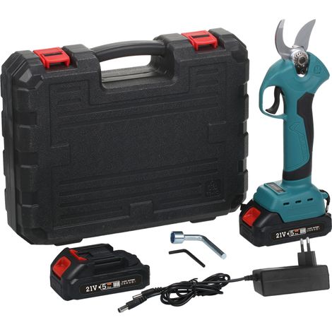 Sécateur électrique sans fil 21 V avec batterie lithium rechargeable 2000 mAh, diamètre de coupe 10 à 30 mm, 4 vitesses réglables. (1/5)