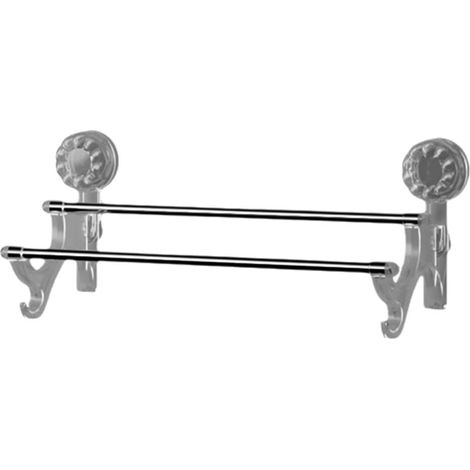 Porte-serviettes Murale à Ventouse - Barre Double avec Crochets de Rangement - Acier Inoxydable et PET - Pour Salle de Bain Cuisine - 1 Pièce (1/5)