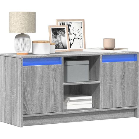 TV-Schrank mit LED-Beleuchtung Grau Sonoma 100x34x50 cm