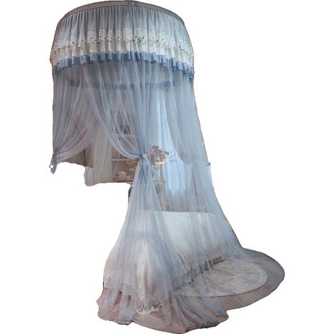 Zanzariera con bordo in pizzo, copertura traspirante, adatta per superfici da 0,9 a 2 m², colore grigio-blu. (1/2)