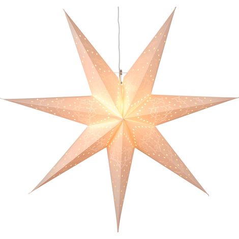 Star Trading Poinsettia Sensy de Star Trading, étoile de Noël en papier 3D en blanc, étoile décorative à suspendre avec câble, douille E14, Ø : 70 cm (1/4)