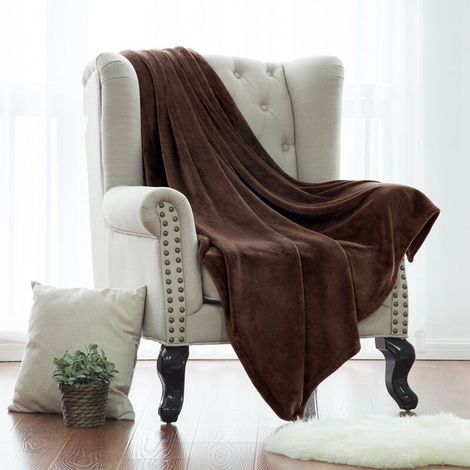 Flannel Fleece Blanket for Twin, All Season 300GSM Super Soft Cozy Blanket for Bed, Caramel (1/5)