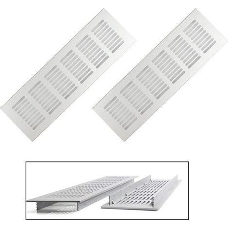 Grilles de ventilation rectangulaires en aluminium 80x250 mm – Lot de 2 grilles extérieures – Installation facile avec vis incluses (1/5)