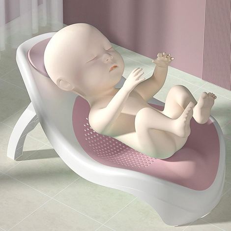 Support de Bain Pliable avec Conception Antidérapante et Trous Respirants pour un Bain de bébé en Toute sécurité en Vert (PINK) (1/5)