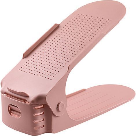 Scarpiera regolabile a doppio strato rinforzato, scarpiera a strati, scaffale porta scarpe per casa e dormitorio, scarpiera, scarpiera rosa (1/3)