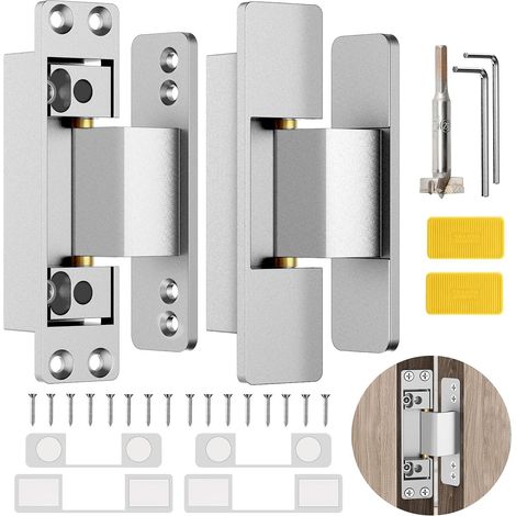 4.5" concealed door hinge / hidden hinges, silent door hinge, invisible door hinge, 110-degree tilt hinge, 2-way adjustable end hinge, 4.5 x 2 x 1, silver (1/5)