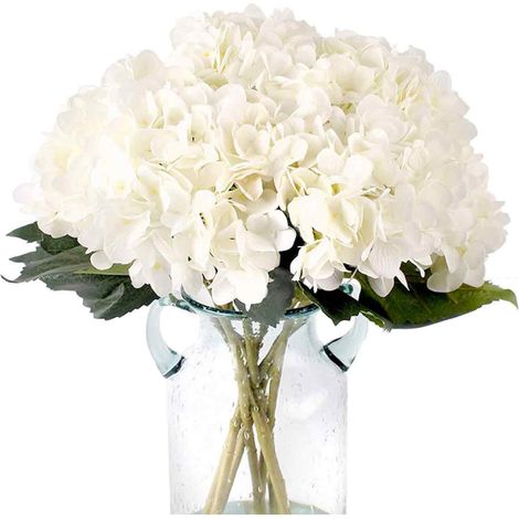 1 Bouquet hortensias, tissu plastique, aspect réaliste, décoration intérieur bureau banquet (1/5)