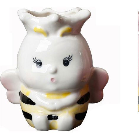Pot de fleurs miniature en céramique avec trou de drainage, idéal pour décorer votre bureau ou votre jardin. Parfait pour les petites plantes succulentes, les abeilles et autres végétaux. (1/5)