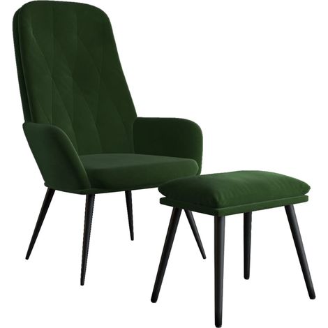 Sillón de relax con taburete terciopelo verde oscuro vidaXL (1/4)