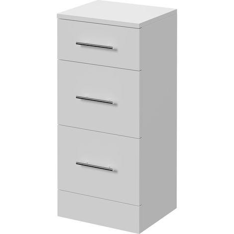 Alexander James Gloss White 350mm x 300mm 3 Drawer Storage Unit - 350mm - Chrome 96mm Bar Handle