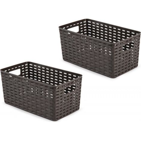 PlasticForte Aufbewahrungskorb – 3er-Set – Kleiderschrankkorb – Kunststoff in Rattanoptik – Dunkelbraun – 5 Liter – 15 x 28 x 13 cm (1/2)