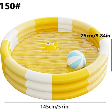 Piscine gonflable à trois anneaux renforcée, piscine ludique pour toute la famille, baignoire pour bébé, piscine pliable d'extérieur(145cm25cm)