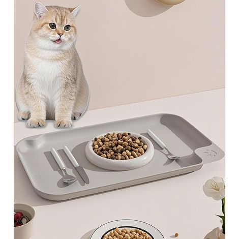 Tapis de Nourriture Imperméable pour Chiens et Chats, Antidérapant, Facile à Nettoyer, Compatible Alimentaire, Disponible en Plusieurs Couleurs, 57.5 x 35.5 cm, Gris (1/5)