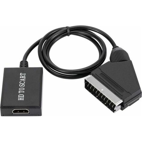 Convertisseur HDMI vers péritel 1080p – Adaptateur audio vidéo SCART – Compatible NTSC/PAL – Plug and play – Technologie de mise à l'échelle (1/5)