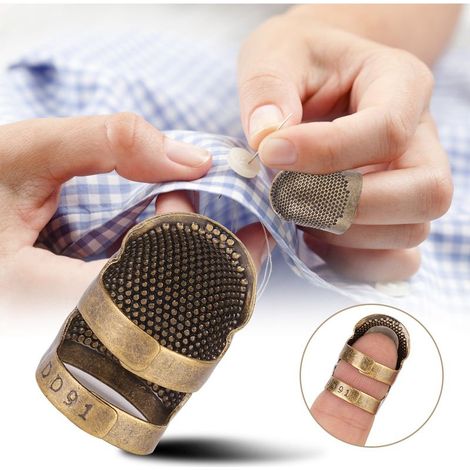 Vintage tragbarer Messingfingerhut zum Nähen, Quilten und Basteln, Fingerschutz (M) (1/5)