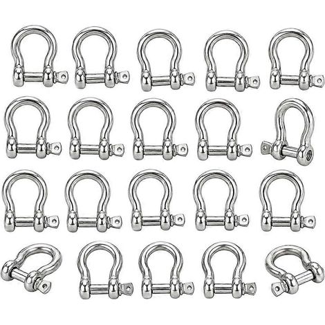 Lot de 20 manilles à vis M6 en acier inoxydable, manilles de 6,35 mm (1/4 pouce) en acier inoxydable 304 avec connecteur de chaîne - JBMEDIA (1/4)