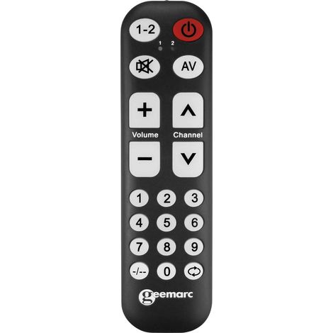 Télécommande universelle Geemarc TV-10 – 18 grandes touches – Contrôle de 2 appareils – Apprentissage des fonctions anciennes