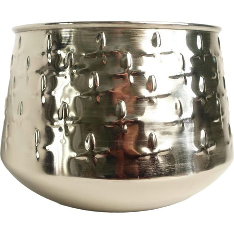 18cm Silver Cross Metal Planter by Leaf (1/3)