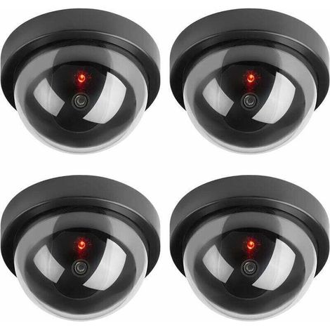 Attrappenkameras, gefälschte CCTV-Überwachungskuppelkameras mit blinkendem LED-Licht für den Einsatz in Unternehmen, Geschäften, Privathaushalten, im Innen- und Außenbereich (4er-Packung) (1/4)