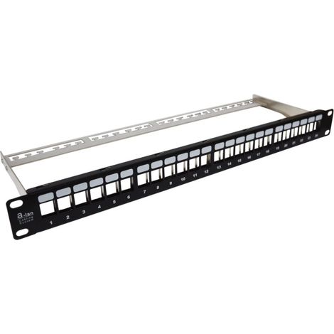 Pannello patch vuoto 19" modulare 24 porte 1U con supporto, non attrezzato ALANTEC