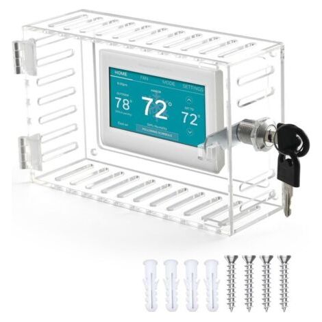 Pair Grand couvercle de boîtier de verrouillage pour thermostat avec clé, couvercle transparent avec serrure compatible avec les thermostats de 23,1 cm (L) x 16,8 cm (H) x 9,7 cm (P) ou moins. (1/5)