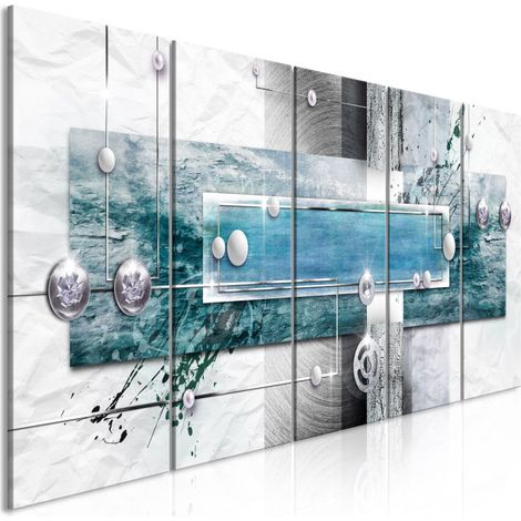 Tableau 5 Panneaux "Mysterious Mechanism Narrow Blue" 90 x 225 cm (1/2)