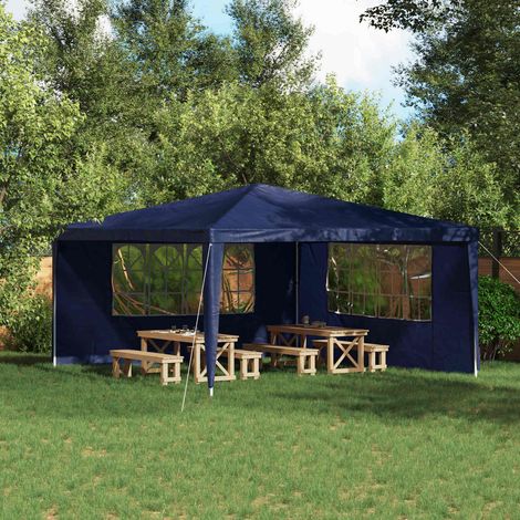 vidaXL Party Tent Sidewall 2 pcs 400 x 195 cm Blue PE and Steel