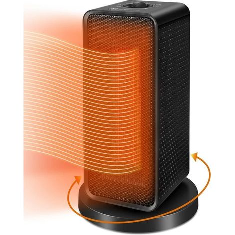 Mini radiateur soufflant en céramique 1200 W à économie d'énergie avec chauffage rapide 2 s, protection contre le renversement et la surchauffe, 3 modes, pour salle de bain, bureau, salon (1/4)