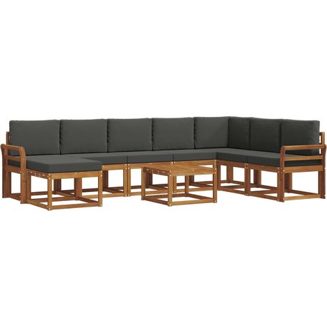 Conjunto de sofás de exterior 9 uds. Natural y Antracita vidaXL (1/5)