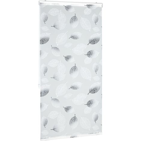 Tenda a rullo moderna e traslucida per vasca da bagno 60 x 240 cm per doccia in stile foglie in PVC nero 130008941