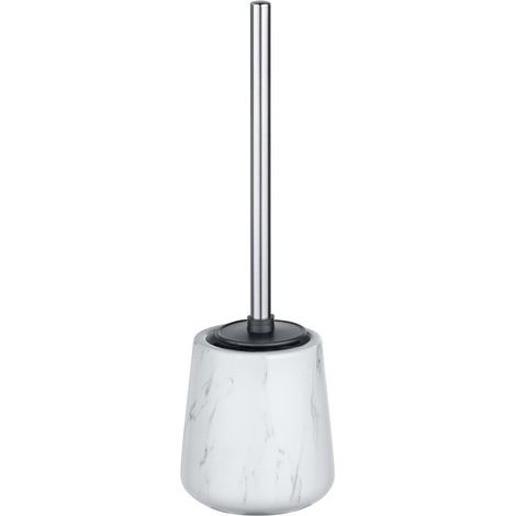 Brosse WC céramique - Porte-Brosse WC avec Brosse en Silicone, Céramique, 12 x 39 x 12 cm, Blanc (1/4)