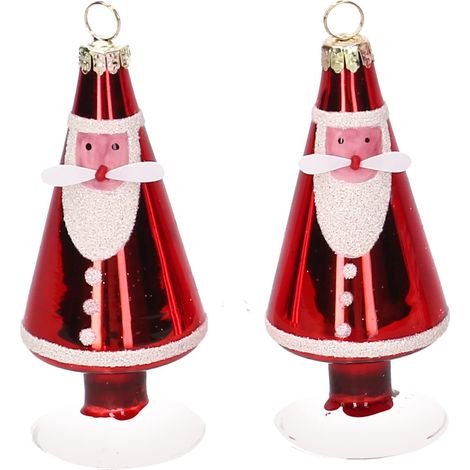 Vacchetti Giuseppe Confezione 4 addobbi Babbo Natale per albero in vetro con gancio, 6333240000 (1/5)