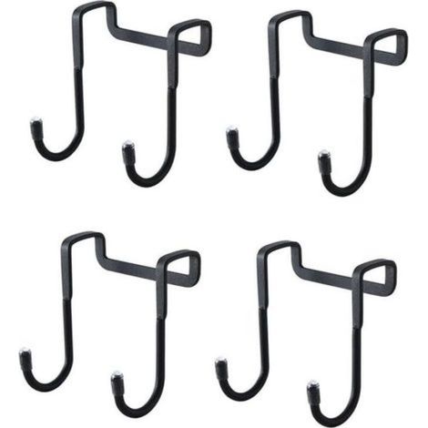 Lot de 4 crochets de porte de placard en acier inoxydable noir, crochets pour serviettes de douche, crochets avec embouts en caoutchouc pour salle de bain, cuisine, chambre, manteaux, serviettes (1/5)