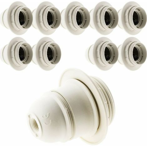 Pack of 10 E27 Thermoplastic single ring sockets White