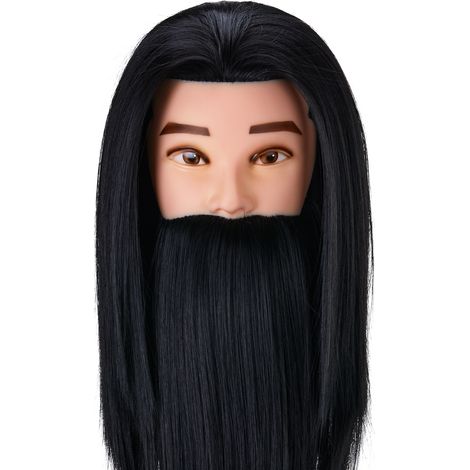 Cabeza de entrenamiento para barba Gabbiano WZ4, cabello sintético, color 1H, longitud 8"+6". (1/5)