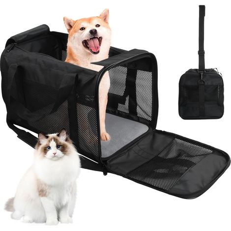 Sac de transport pour animaux de compagnie - Cage souple et pliable pour chien et chat - Idéal pour voyage en voiture et transport aérien (1/5)