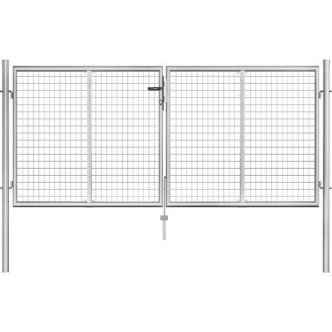 vidaXL Garden Gate Galvanised Steel 300x100 cm Silver