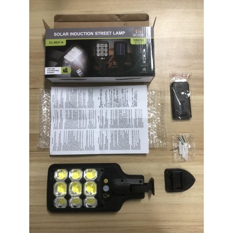 Lampadaire solaire ultra-lumineux avec détecteur de mouvement PIR, éclairage extérieur pour cour, éclairage de sécurité solaire, allumage/extinction automatique avec télécommande, étanchéité IP65 (1/3)